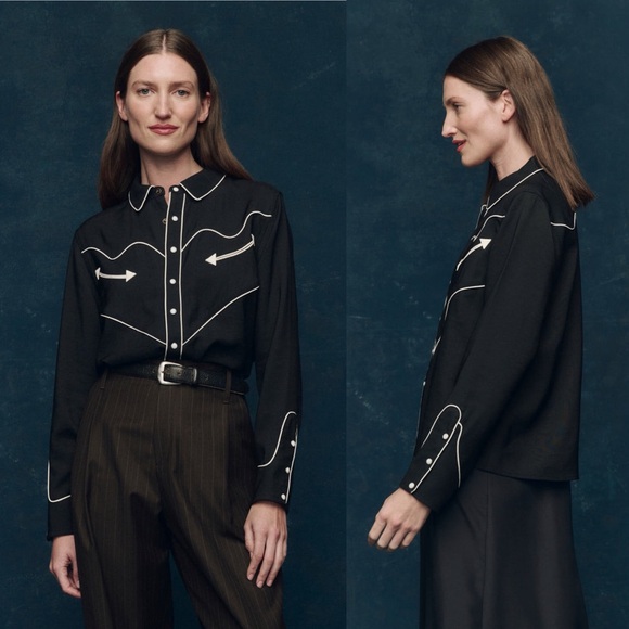 The Great Western Shirt Black Cream Piped Pearl Snap Size 0 - XS - Picture 8 of 15